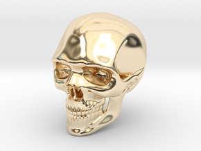 Realistic Human Skull (40mm H) in 14K Yellow Gold