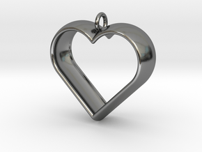 Stylized Heart Pendant in Fine Detail Polished Silver