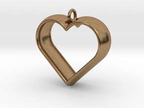 Stylized Heart Pendant in Natural Brass