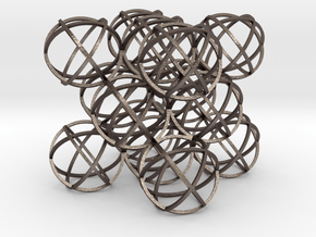 Packed Spheres Cube in Polished Bronzed Silver Steel