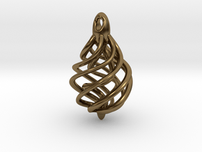  DNA Teardrop Pendant in Polished Bronze