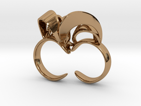 Ribbon Double Ring 8/9 in Polished Brass