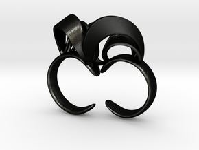 Ribbon Double Ring 8/9 in Matte Black Steel
