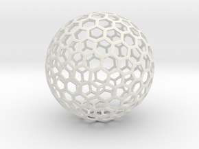 honeycomb sphere - 60 mm in White Natural Versatile Plastic