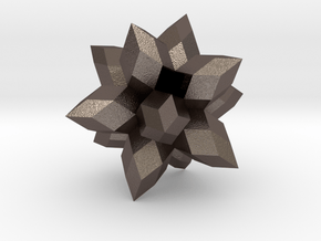 12-Pointed Zome Star in Polished Bronzed Silver Steel