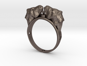 Lovely double donkey ring  in Polished Bronzed Silver Steel
