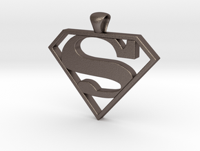 superman pendant in Polished Bronzed Silver Steel