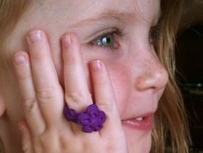 Child Flower Ring Size 2 in Purple Processed Versatile Plastic