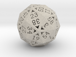60 Sided Die - Small in Natural Sandstone