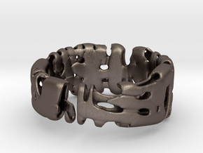 Plasma ring hollow 28mm (outer size) in Polished Bronzed Silver Steel