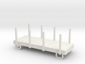 55n9 13ft 4 wheeled flat car  car - with stakes in White Natural Versatile Plastic