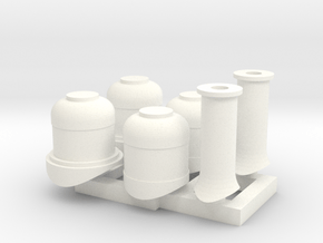 HOn30 Domes + Smoke stacks for 2-8-0 steam loco in White Processed Versatile Plastic