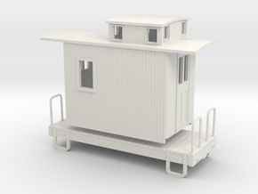 55n9 13ft 4 wheeled caboose car - Round roof in White Natural Versatile Plastic