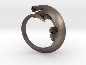 Lizerd Ring 01 ex in Polished Bronzed Silver Steel