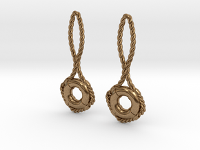 Lifebuoy earrings in Natural Brass