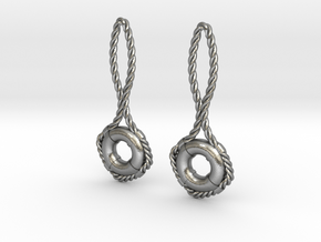 Lifebuoy earrings in Natural Silver