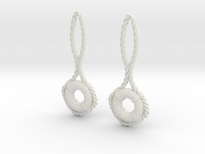 Lifebuoy earrings in White Natural Versatile Plastic