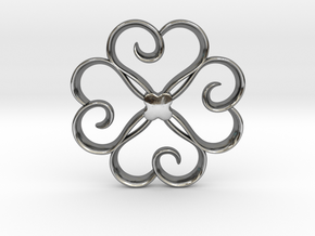 The Clover Pendant in Fine Detail Polished Silver