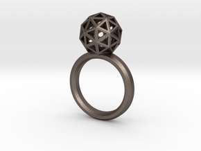 Geodesic Dome Ring size 8 in Polished Bronzed Silver Steel