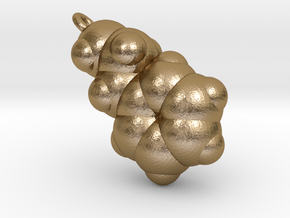 Love Molecule 2-PEA Pendant, Metal in Polished Gold Steel