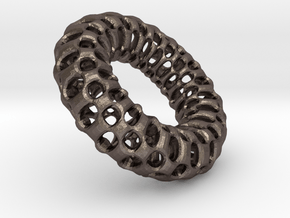 mobius checkerboard - 4 cm in Polished Bronzed Silver Steel