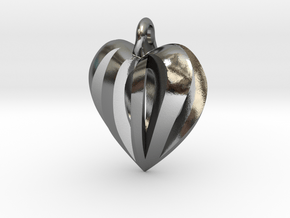 Twisted Heart Pendant in Polished Silver