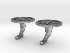 Double Gear Cufflinks in Natural Silver