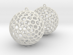 Polyhedron Cage Earring in White Natural Versatile Plastic