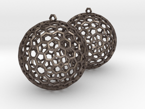 Polyhedron Cage Earring in Polished Bronzed Silver Steel