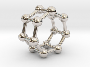 0350 Heptagonal Prism V&E (a=1cm) #003 in Rhodium Plated Brass