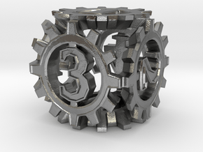 D6 Gear Type 1-(Steampunk/Cog Tinge) in Natural Silver