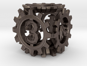 D6 Gear Type 1-(Steampunk/Cog Tinge) in Polished Bronzed Silver Steel