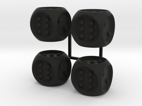 Braille Dice x4 in Black Natural Versatile Plastic