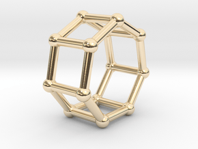0349 Heptagonal Prism V&E (a=1cm) #002 in 14K Yellow Gold