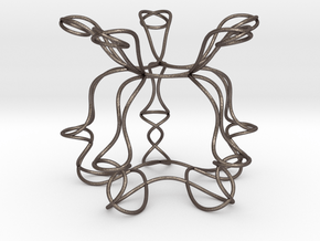 Pentagonal Knot Sculpture in Polished Bronzed Silver Steel