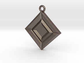 Faceted Opposites Diagonal Pendant  in Polished Bronzed Silver Steel