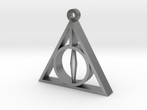 Deathly Hallows Pendant - Small - 5/8  in Natural Silver