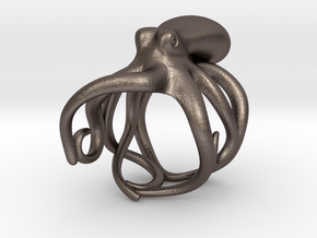 Octopus Ring 18mm in Polished Bronzed Silver Steel
