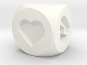 Hearts Fudge Dice SOLID (x1) Fate dF in White Processed Versatile Plastic
