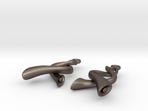 Twisted Horn earrings in Polished Bronzed Silver Steel