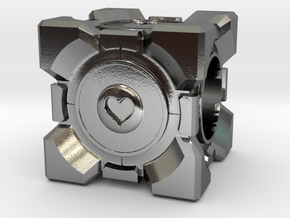 Companion Cube Pandora style Bead in Polished Silver