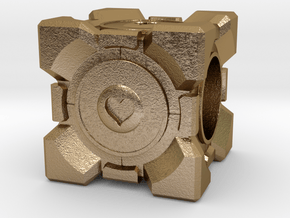Companion Cube Pandora style Bead in Polished Gold Steel