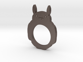 Totoro 2D Ring - Size 8 in Polished Bronzed Silver Steel