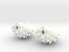 Hedgehog Earrings in White Processed Versatile Plastic