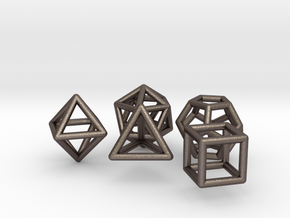 Platonic Solids Set in Polished Bronzed Silver Steel