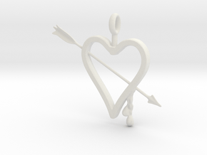 Heart & Arrow Pendant in White Natural Versatile Plastic