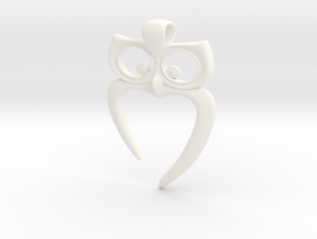 Owl Heart Pendant in White Processed Versatile Plastic
