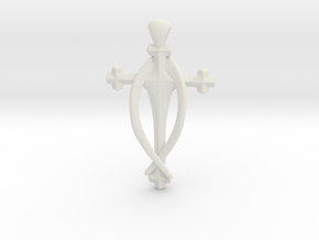 Fish Cross pendant in White Natural Versatile Plastic