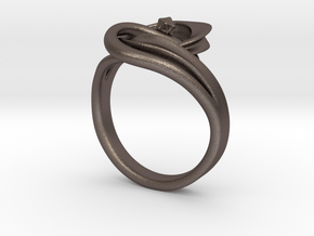 Intertwined Ring in Polished Bronzed Silver Steel