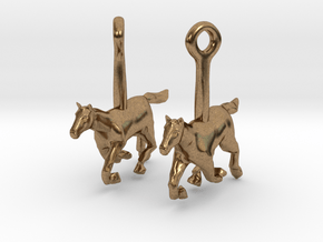 Horse (without Jockey) Earrings in Natural Brass